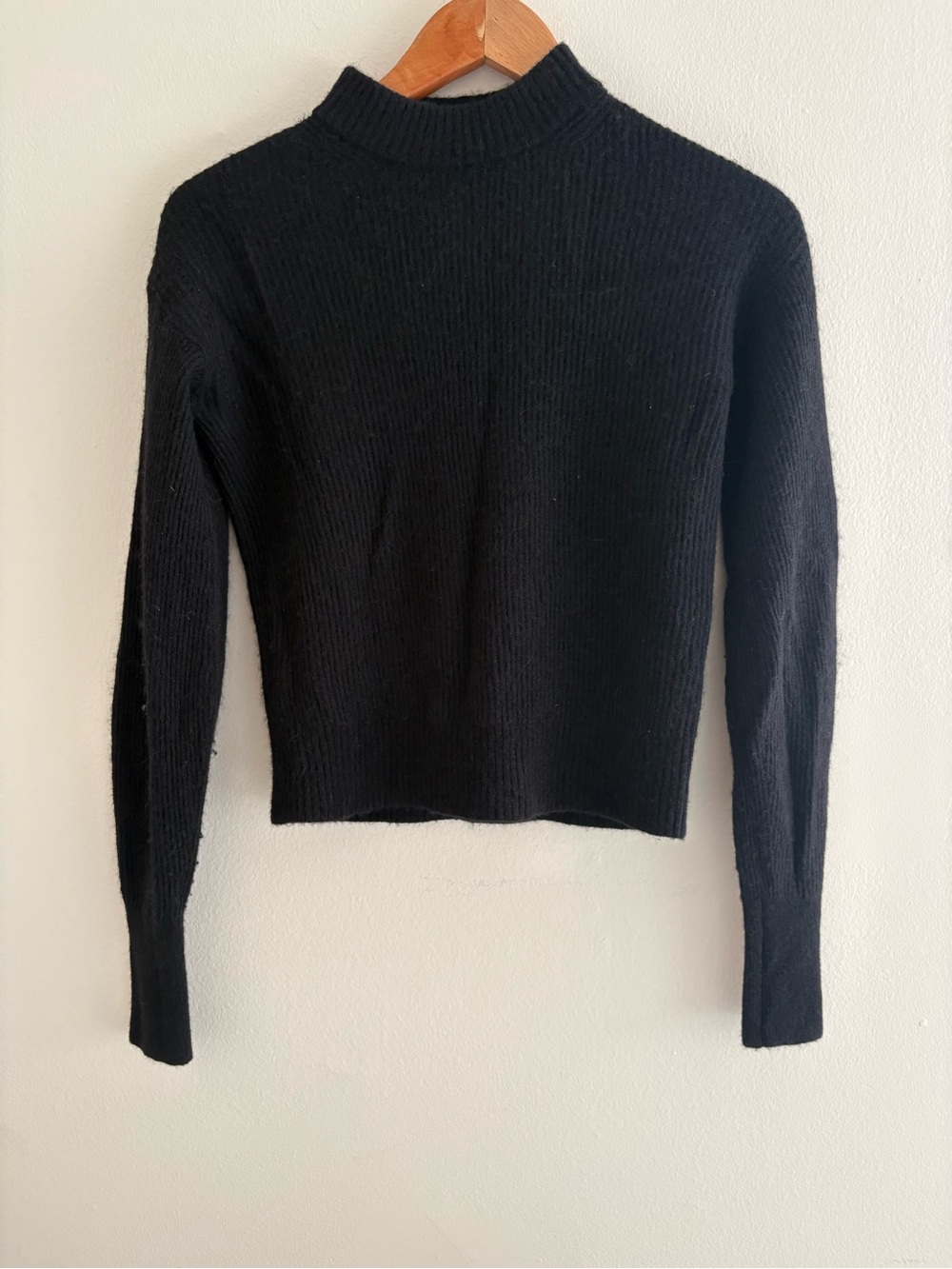 Quince Black Ribbed Turtleneck Sweater